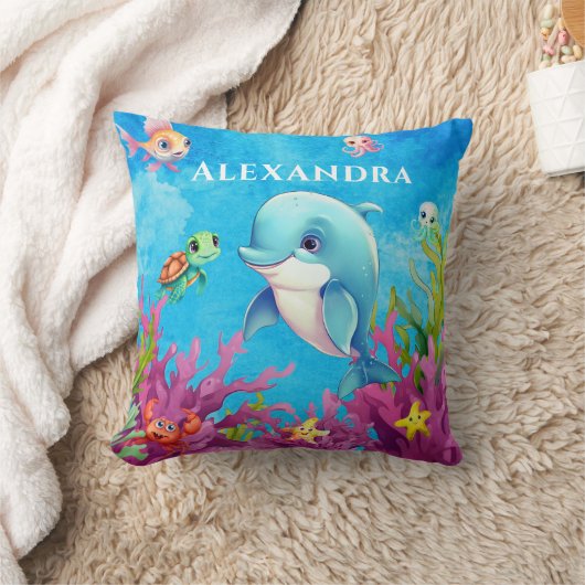 Leuke Monogram Naam Kustschildpad Zee Dolfijn Kussen (Deken)