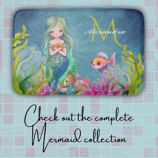 Leuke Monogram Naam Zeemeermin Badmat