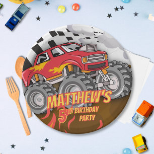 Leuke Monster Truck Verjaardag Papieren Bordje