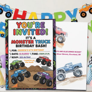Leuke Monster Trucks 6de verjaardagsuitnodiging Kaart