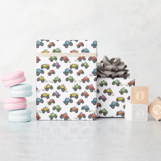 Leuke Monster Trucks Verjaardagsfeestje Cadeaupapier (Baby Shower)