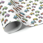 Leuke Monster Trucks Verjaardagsfeestje Cadeaupapier (Rol Hoek)