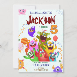 Leuke monster verjaardagsfeest uitnodigingskaart kaart