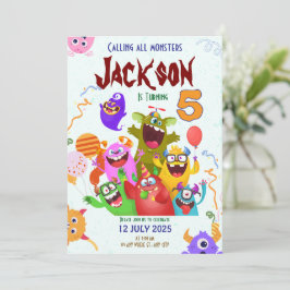 Leuke monster verjaardagsfeest uitnodigingskaart kaart