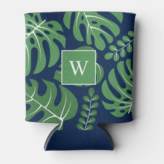 Leuke Monstera bladeren monogram Blikjeskoeler (Voorkant)