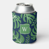 Leuke Monstera bladeren monogram Blikjeskoeler (Blikje Achterkant)