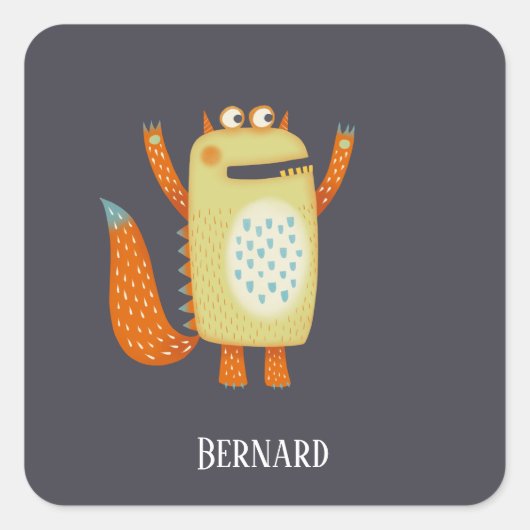 Leuke Monsters Gepersonaliseerd Vierkante Sticker (Voorkant)