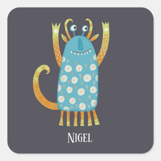 Leuke Monsters Gepersonaliseerd Vierkante Sticker (Voorkant)