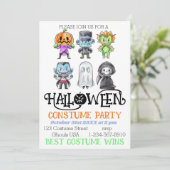 Leuke Monsters Halloween Kostuum Party Kaart (Staand voorkant)