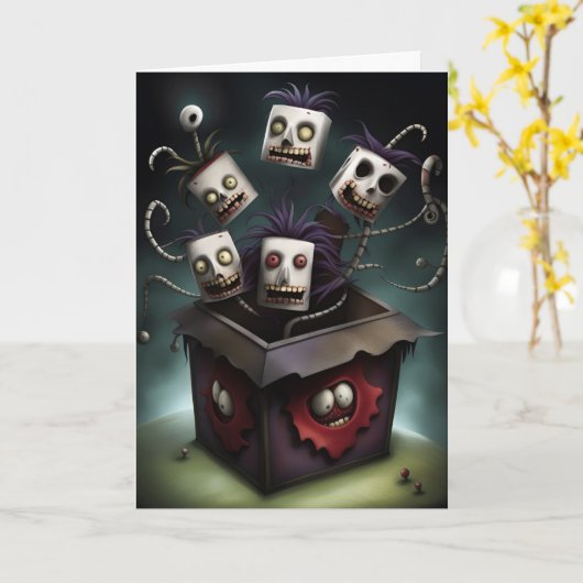 Leuke monsters in een doos kaart (Gele Bloem)