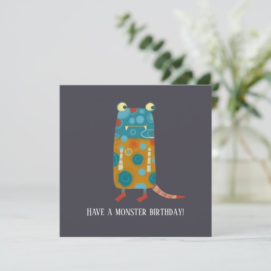Leuke Monsters Verjaardag Kaart (Staand voorkant)