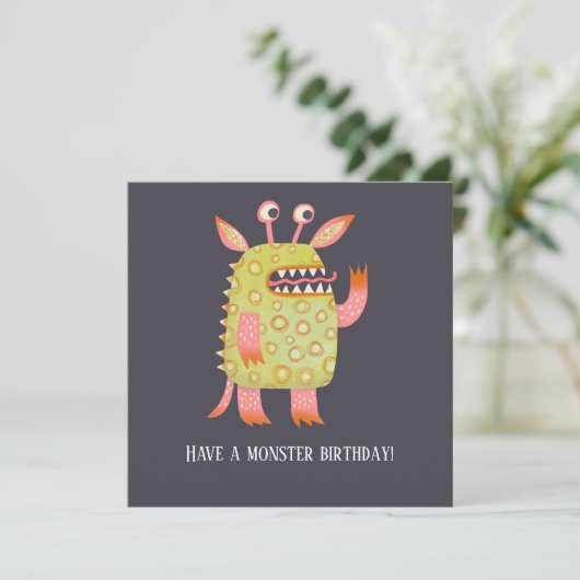 Leuke Monsters Verjaardag Kaart (Staand voorkant)