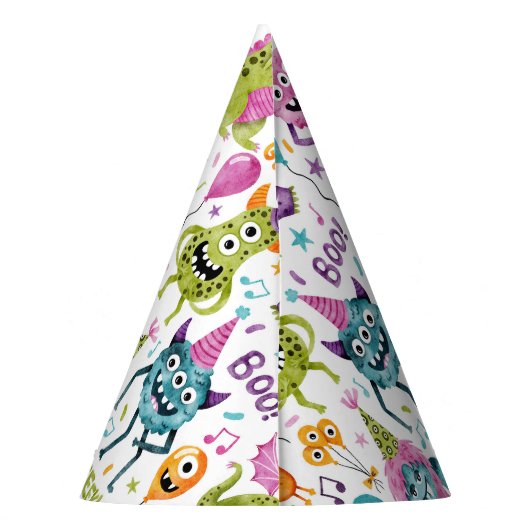 Leuke Monsters Verjaardagsfeestpatroon Feesthoedjes (Achterkant)