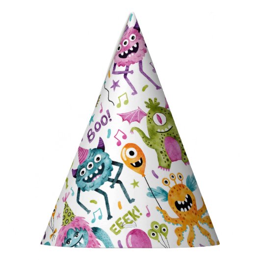 Leuke Monsters Verjaardagsfeestpatroon Feesthoedjes (Links)