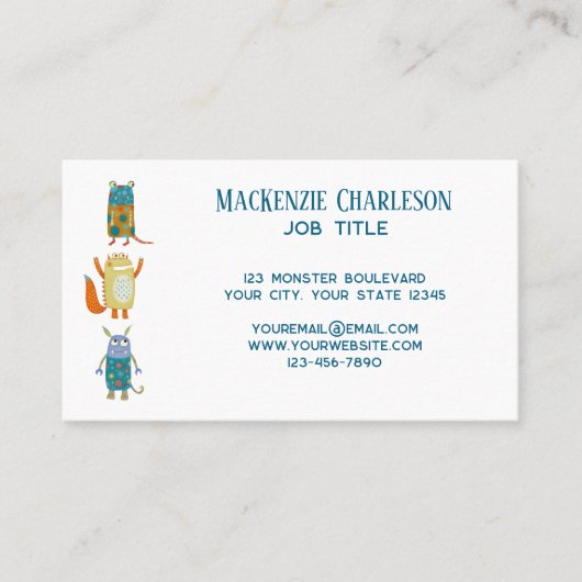 Leuke Monsters Visitekaartje (Voorkant)