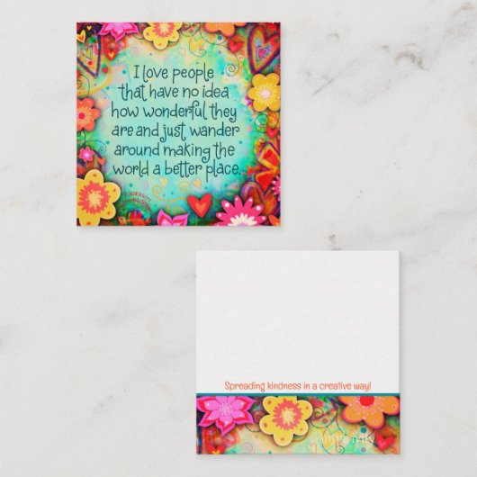 Leuke Mooie Liefde Mensen Inspiratie Vriendelijkhe Vierkante Visitekaartje (Voorkant / Achterkant)