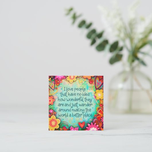 Leuke Mooie Liefde Mensen Inspiratie Vriendelijkhe Vierkante Visitekaartje (Staand voorkant)
