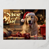 Leuke Mooie Lijst Hond Huisdier Kerst Vakantie Folie Feestdagenkaart (Voorkant)