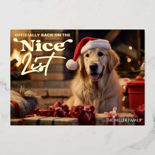 Leuke Mooie Lijst Hond Huisdier Kerst Vakantie Folie Feestdagenkaart (Voorkant)