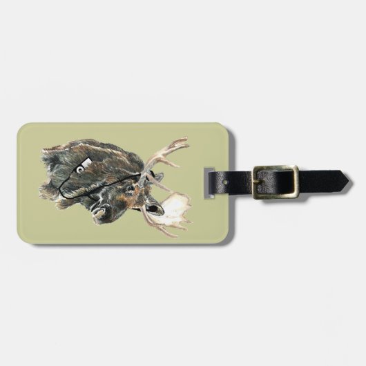 Leuke Moose met hoofdtelefoon Bagagelabel (Voorkant horizontaal)