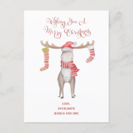 Leuke Moose Typografie Vrolijk Kerstfeest Feestdagenkaart