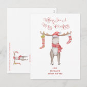Leuke Moose Typografie Vrolijk Kerstfeest Feestdagenkaart (Voorkant / Achterkant)