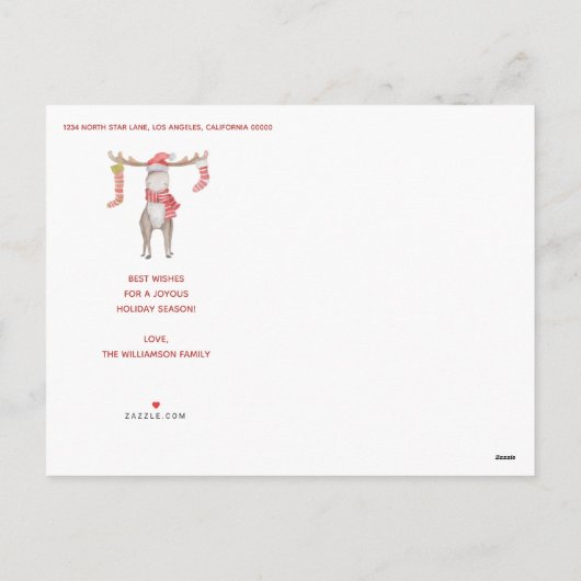 Leuke Moose Typografie Vrolijk Kerstfeest Feestdagenkaart (Achterkant)