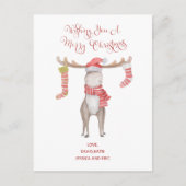 Leuke Moose Typografie Vrolijk Kerstfeest Feestdagenkaart (Voorkant)