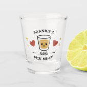 Leuke Moppertje Opkikker Aangepaste Naam Shot Glas (Voorkant)