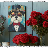 Leuke Moppige Steampunk Hond Met Hoge Hoed Z5 Deco Tissuepapier