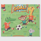 Leuke Moppige Voetbal Dieren Cadeaupapier (Vlak)
