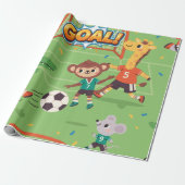 Leuke Moppige Voetbal Dieren Cadeaupapier (Uitgerold)