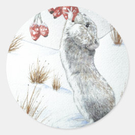 Leuke Mose Sneeuwscène Seizoensgebonden Wildlife a Ronde Sticker