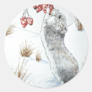 Leuke Mose Sneeuwscène Seizoensgebonden Wildlife a Ronde Sticker