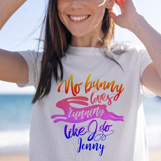 Leuke Motivatie Roze Paarse Run Bunny Script T-shirt