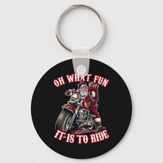 Leuke motorfiets biker opa Santa Rider Kerstmis Sleutelhanger (Voorkant)
