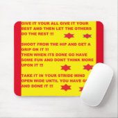 Leuke mousepad bericht op gele rode achtergrond muismat (Met muis)