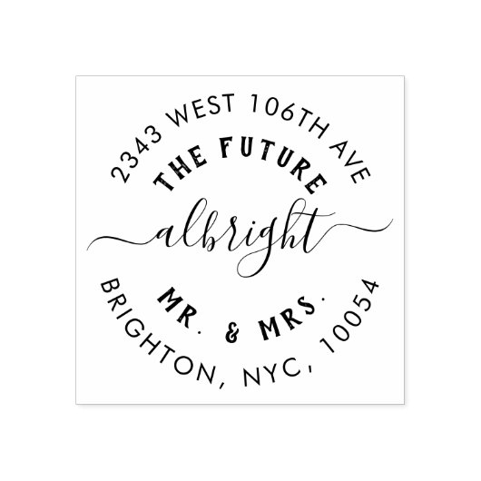 Leuke Mr & Mrs Bruiloft Aankondiging Retouradres Rubberstempel (Afrduk)