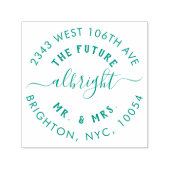 Leuke Mr & Mrs Bruiloft Aankondiging Retouradres Zelfinktende Stempel (Design)