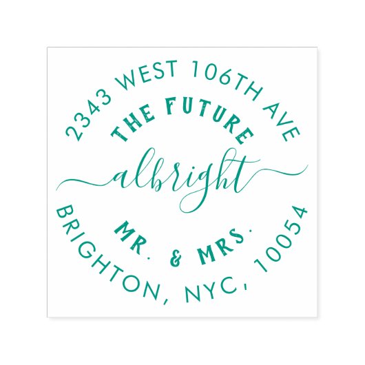 Leuke Mr & Mrs Bruiloft Aankondiging Retouradres Zelfinktende Stempel (Design)