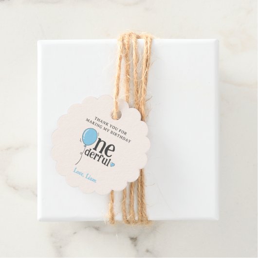 Leuke Mr Onederful blauwe ballon dank u Bedankjes Labels (In situ)