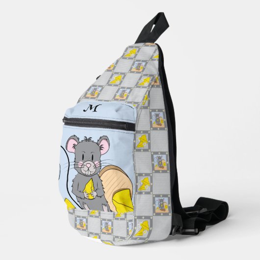 Leuke Muis Eating Cheese Blue Grey Sling Bag (Rechterhoek)