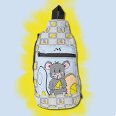 Leuke Muis Eating Cheese Blue Grey Sling Bag