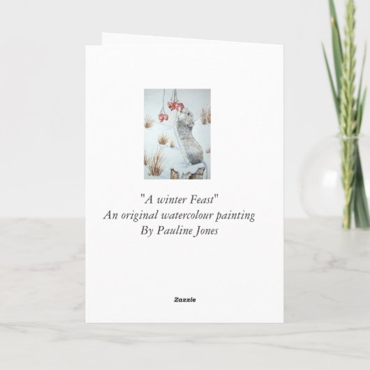 Leuke muis en het rode art. van het de scènewild feestdagen kaart (Achterkant)