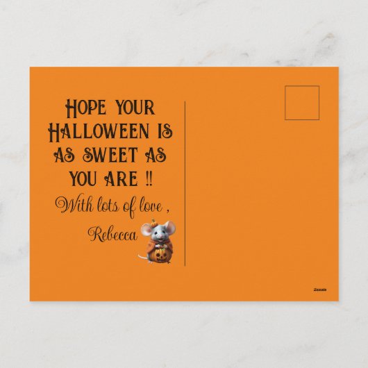 Leuke muis Halloween gepersonaliseerde aangepaste  Feestdagenkaart (Achterkant)