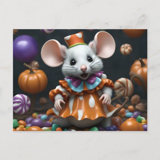 Leuke muis Halloween gepersonaliseerde aangepaste Feestdagenkaart (Voorkant)