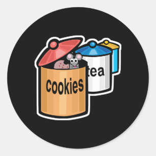 leuke muis in koekjespot ronde sticker