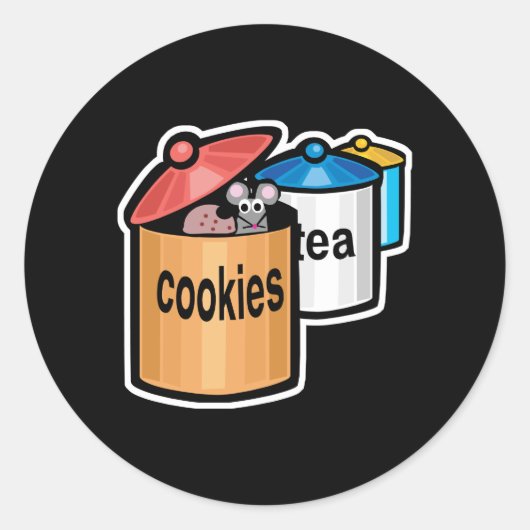 leuke muis in koekjespot ronde sticker (Voorkant)