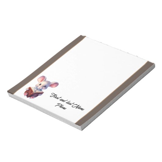 Leuke Muis met boek Notitieblok (Linkerzijde)