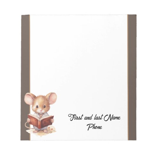Leuke Muis met boek Notitieblok (Voorkant)